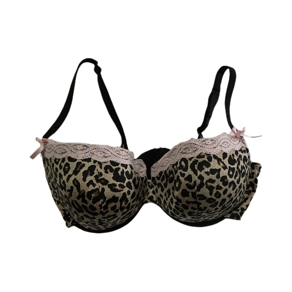 Cacique Wire Leopard Cheetah Animal Print Bra Coquette McBling Y2K Size 42DD